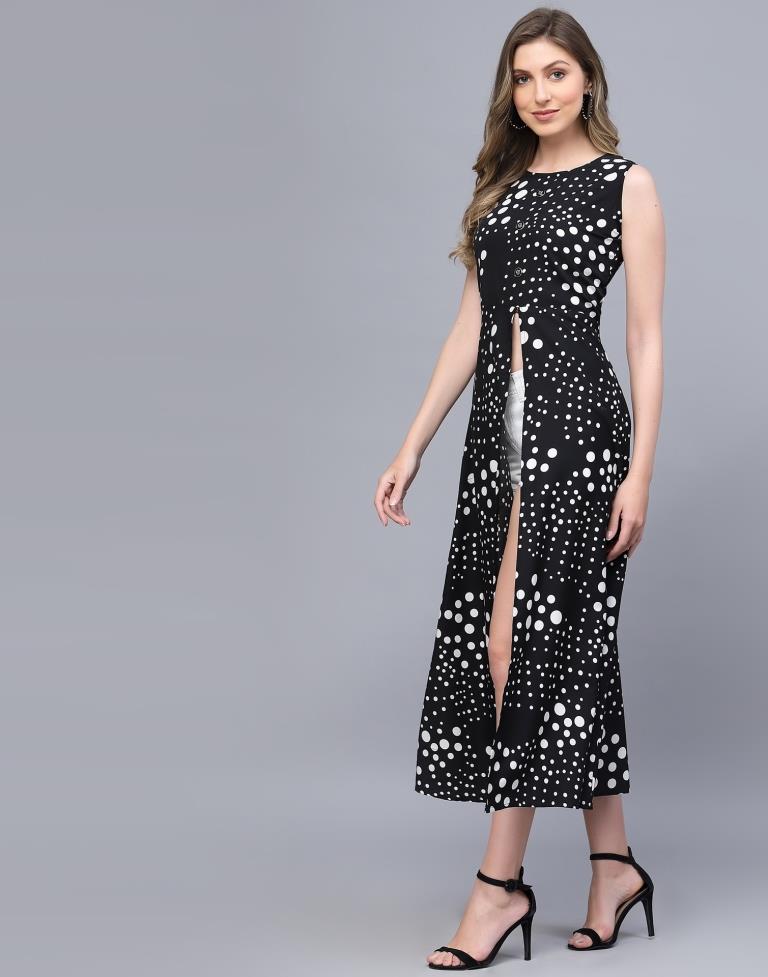 Black Long A-line side slit dress | Sudathi