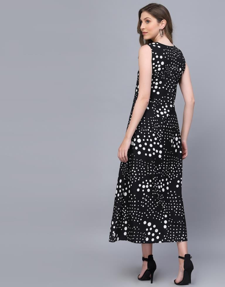 Black Long A-line side slit dress | Sudathi