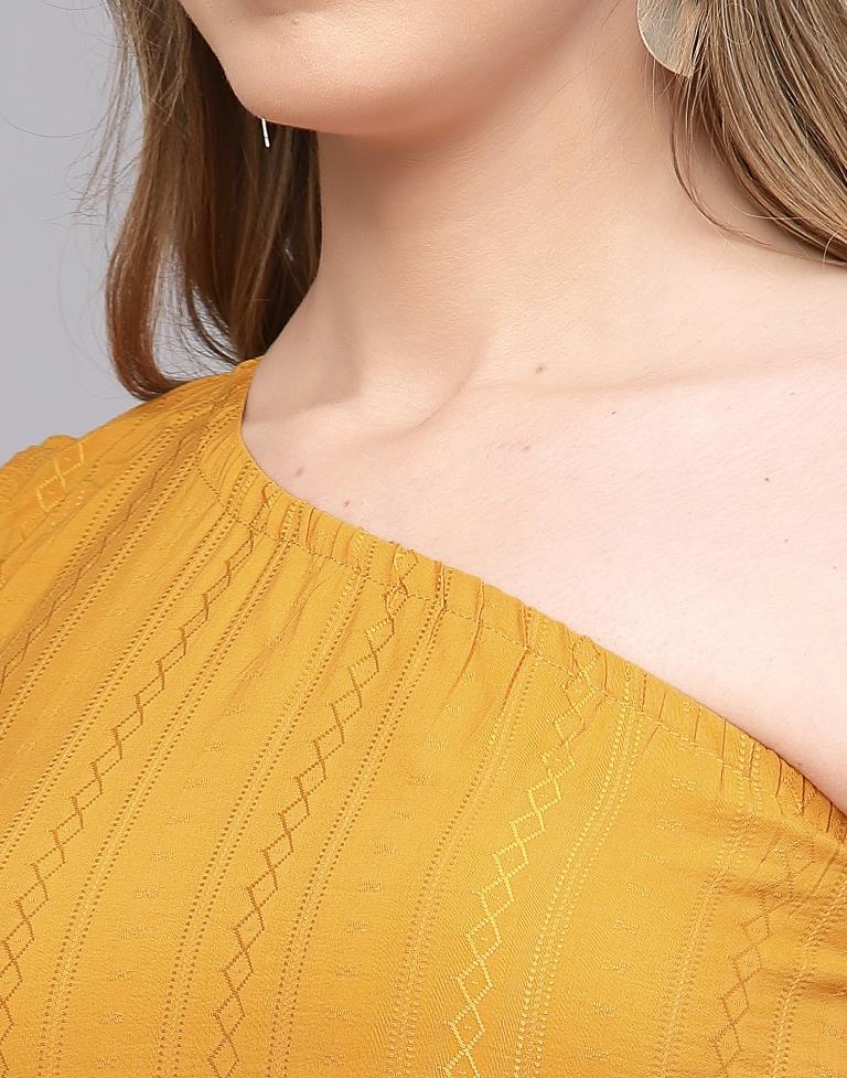 Mustard One Shoulder Peplum Tunic | Leemboodi