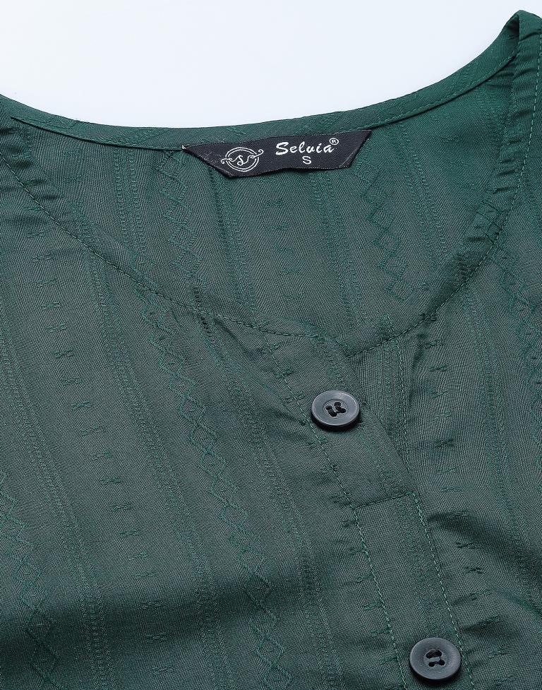 Bottle Green Sleeveless Button up Top | Leemboodi