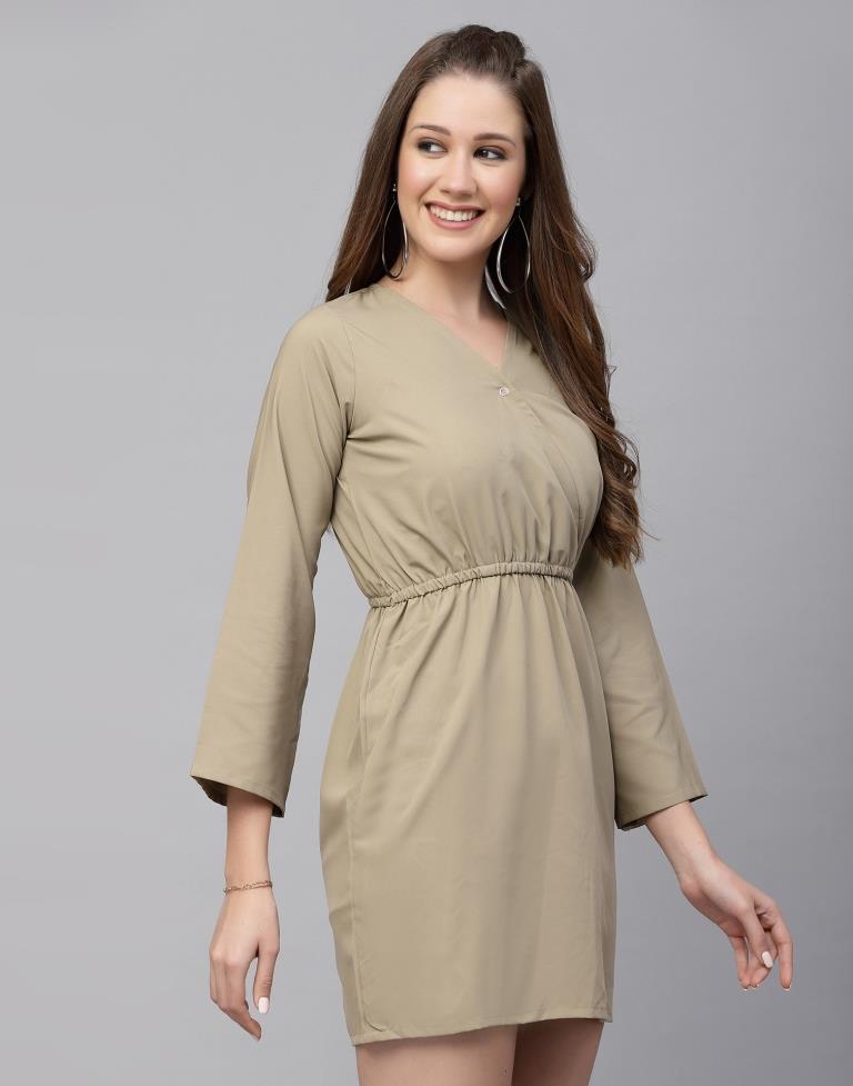 Beige Fit & Flared Dress | Leemboodi