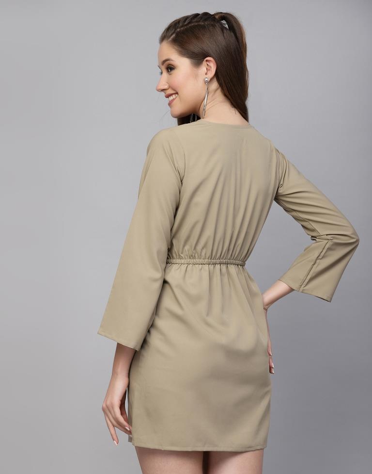 Beige Fit & Flared Dress | Leemboodi