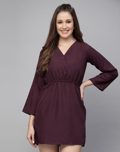 Wine Fit & Flared Dress | Sudathi