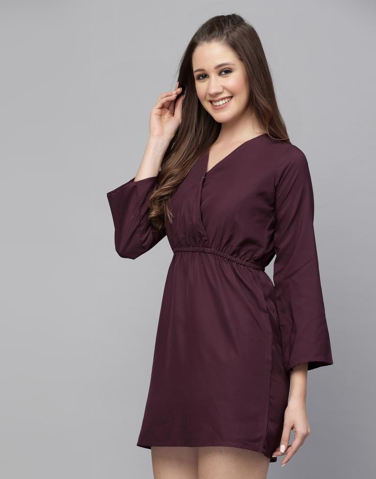 Wine Fit & Flared Dress | Sudathi