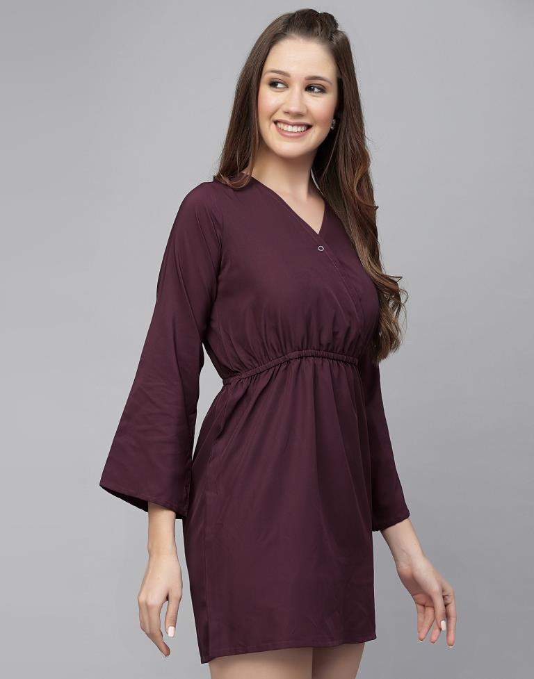 Wine Fit & Flared Dress | Sudathi