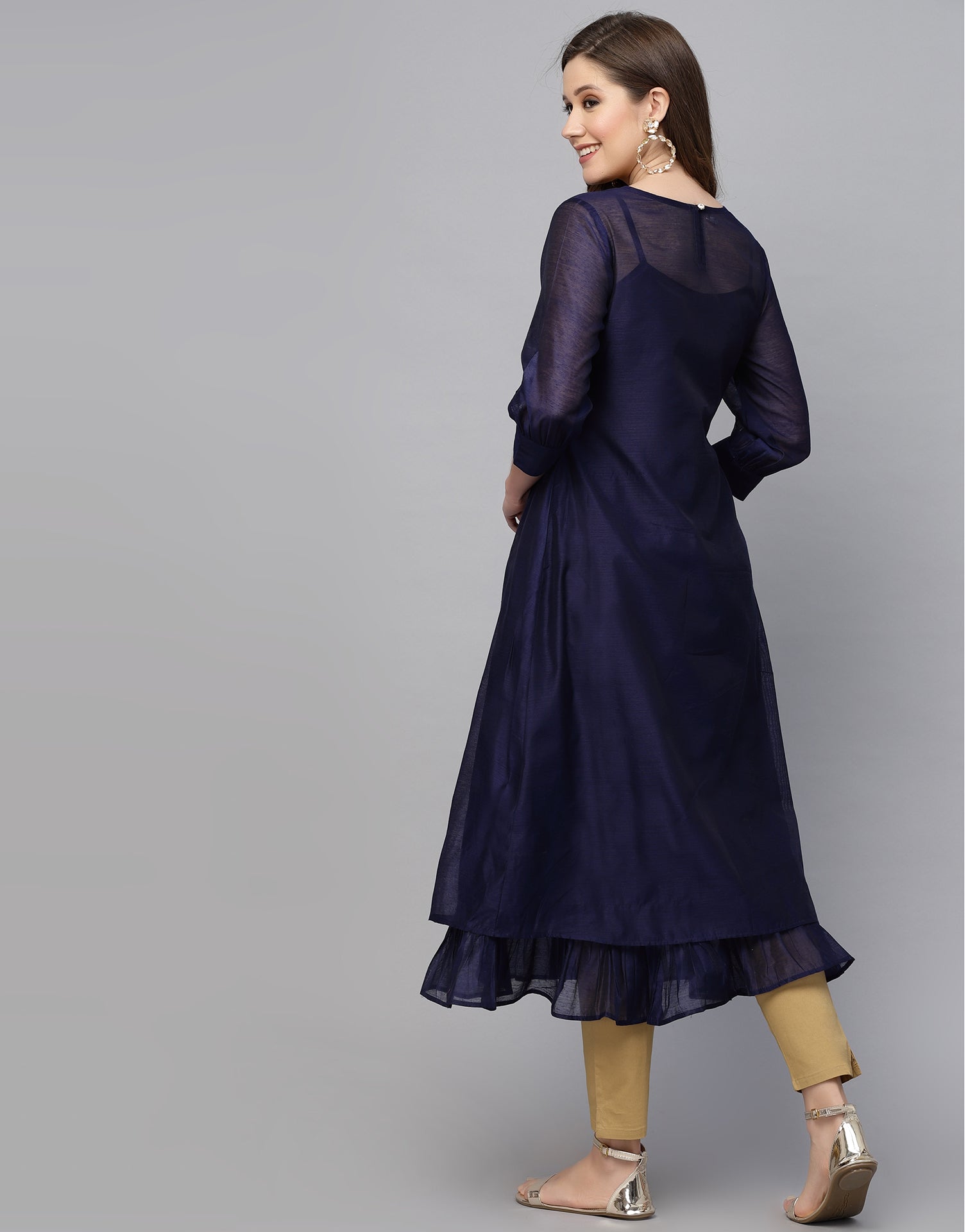 Navy Blue Printed Anarkali Kurti | Sudathi