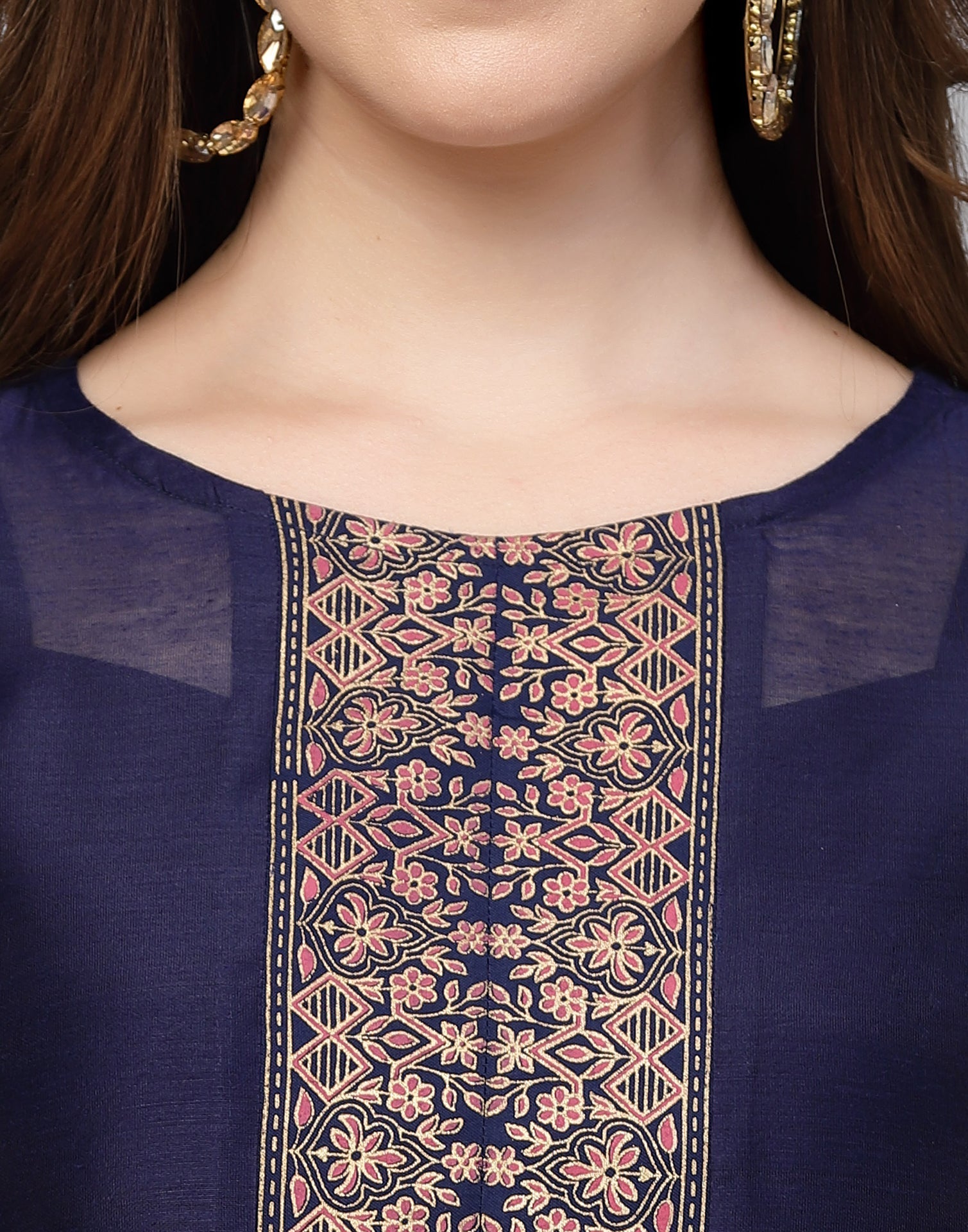 Navy Blue Printed Anarkali Kurti | Sudathi