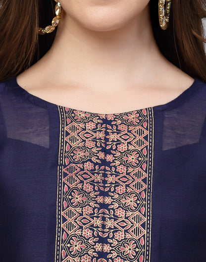 Navy Blue Printed Anarkali Kurti | Sudathi