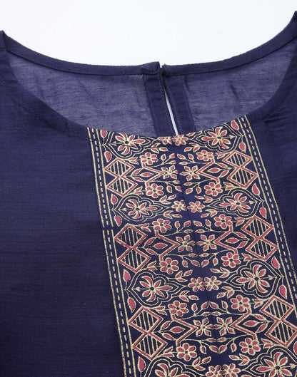 Navy Blue Printed Anarkali Kurti | Sudathi