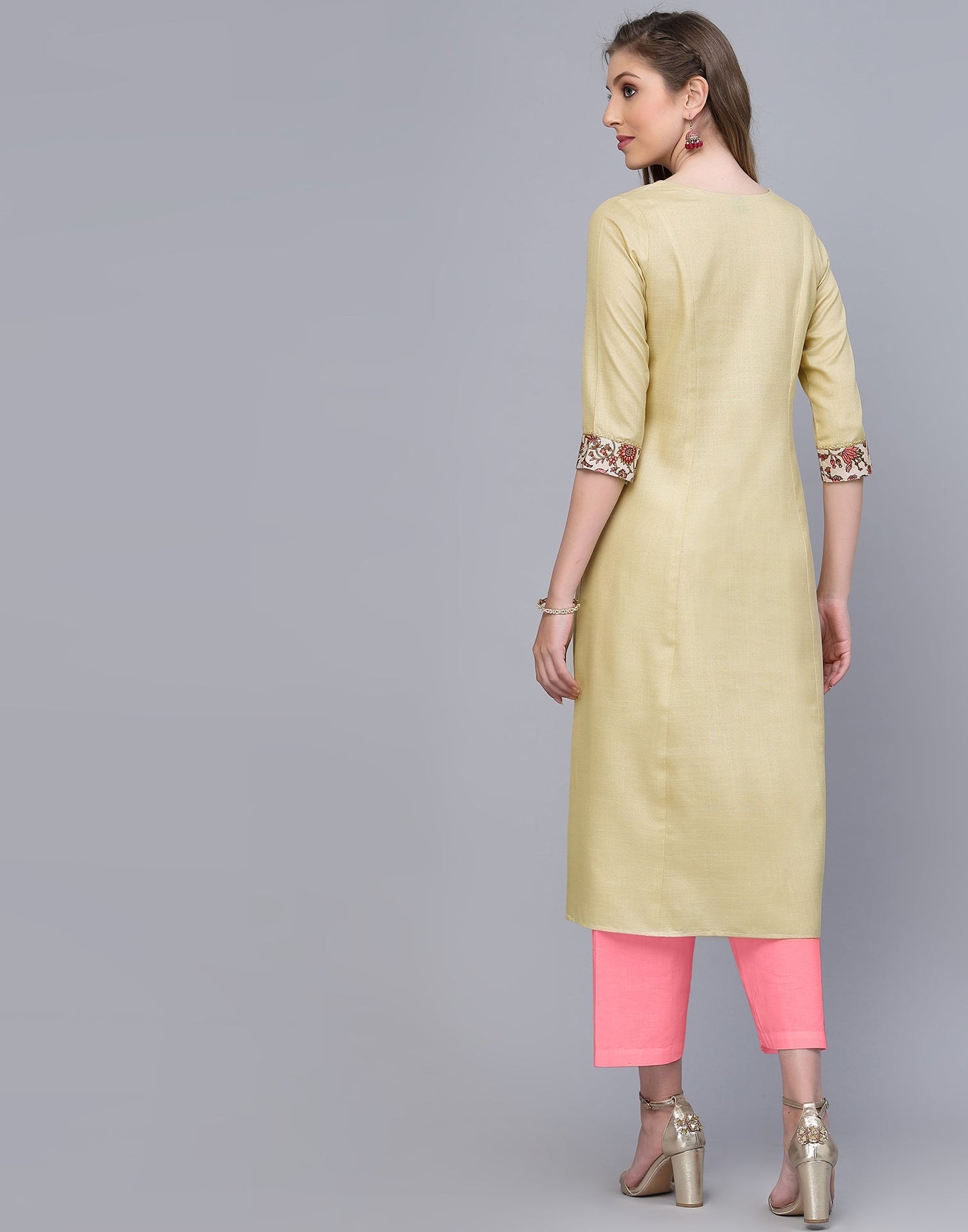 Cream Cotton Kurta With Pant Set | Leemboodi