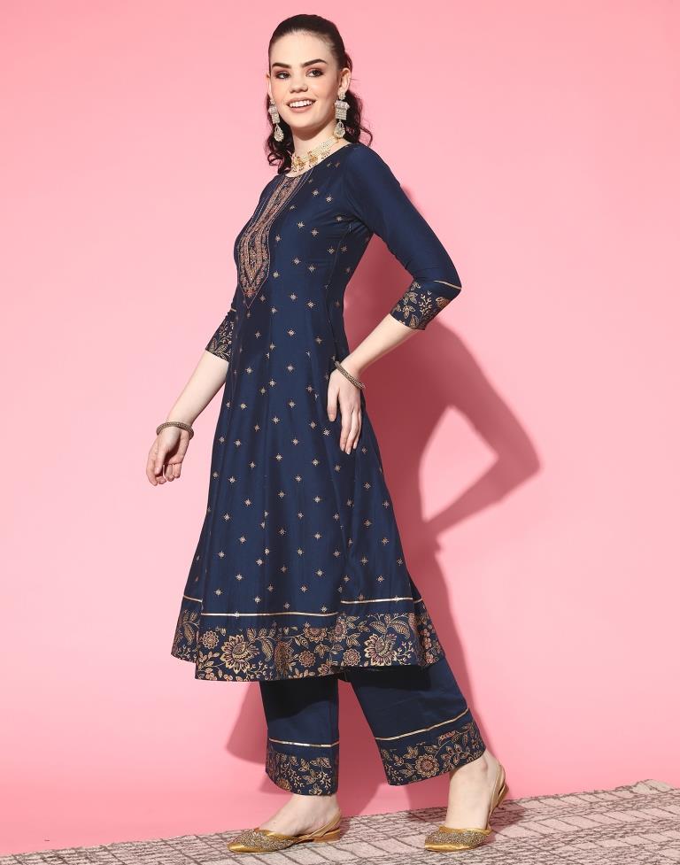 Blue Kurti With Pant And Dupatta | Leemboodi