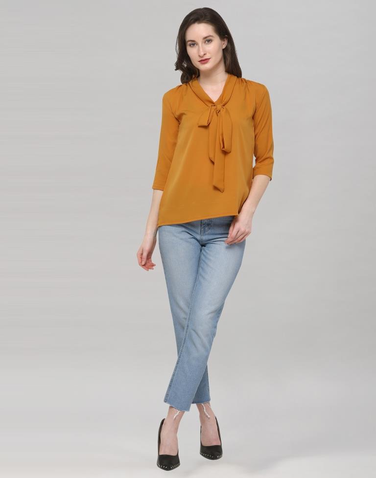Yellow Coloured Plain Crepe Top | Sudathi