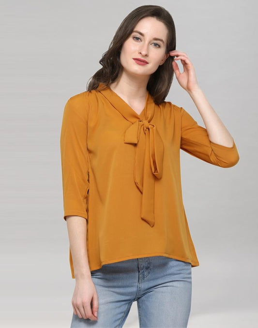 Yellow Coloured Plain Crepe Top | Sudathi