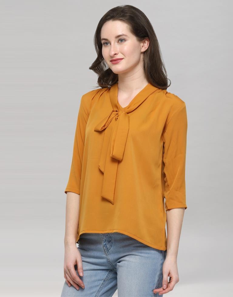 Yellow Coloured Plain Crepe Top | Sudathi