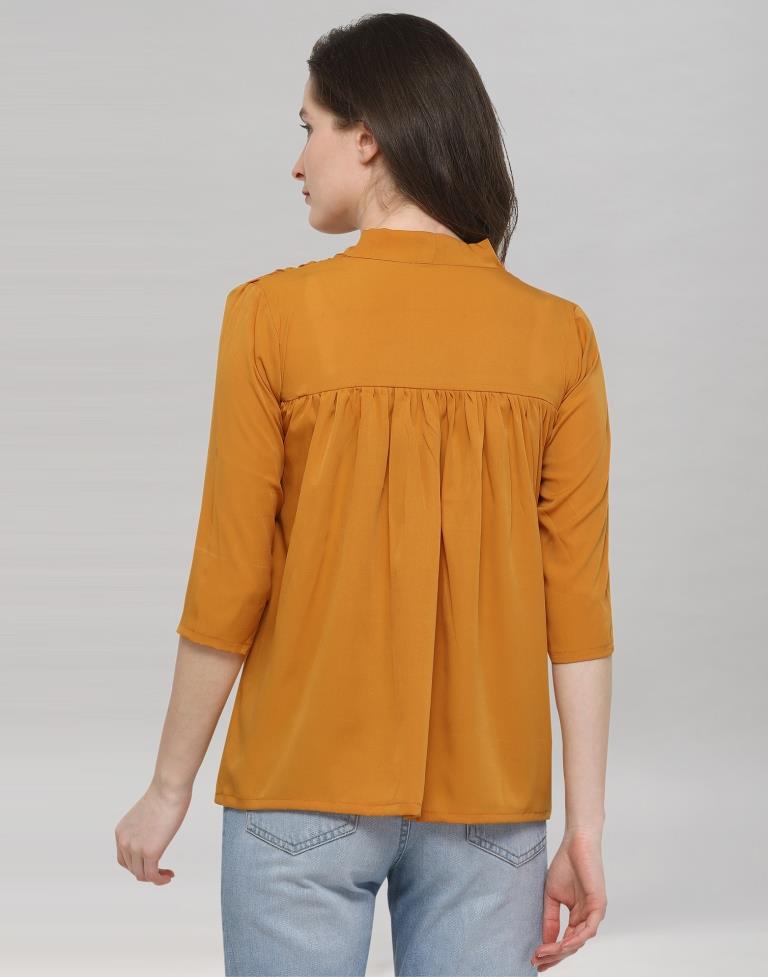 Yellow Coloured Plain Crepe Top | Sudathi