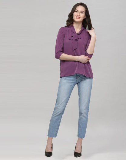 Purple Coloured Plain Crepe Top | Sudathi