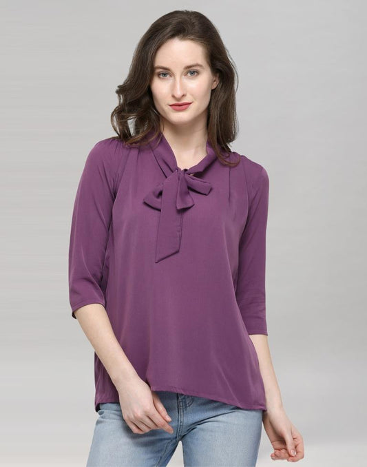 Purple Coloured Plain Crepe Top | Sudathi