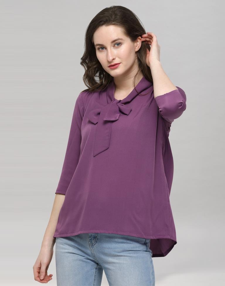 Purple Coloured Plain Crepe Top | Sudathi