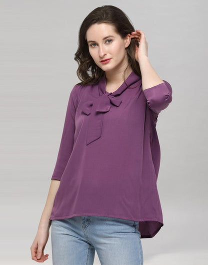 Purple Coloured Plain Crepe Top | Sudathi