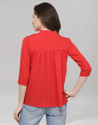 Red Coloured Plain Crepe Top | Sudathi