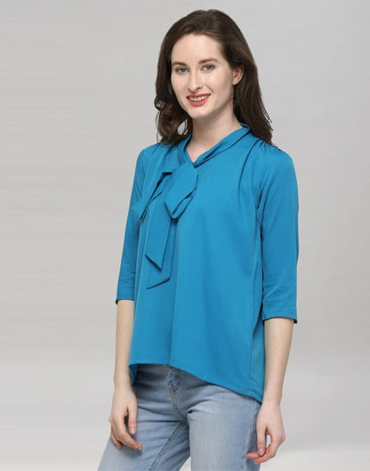 Blue Coloured Plain Crepe Top | Sudathi