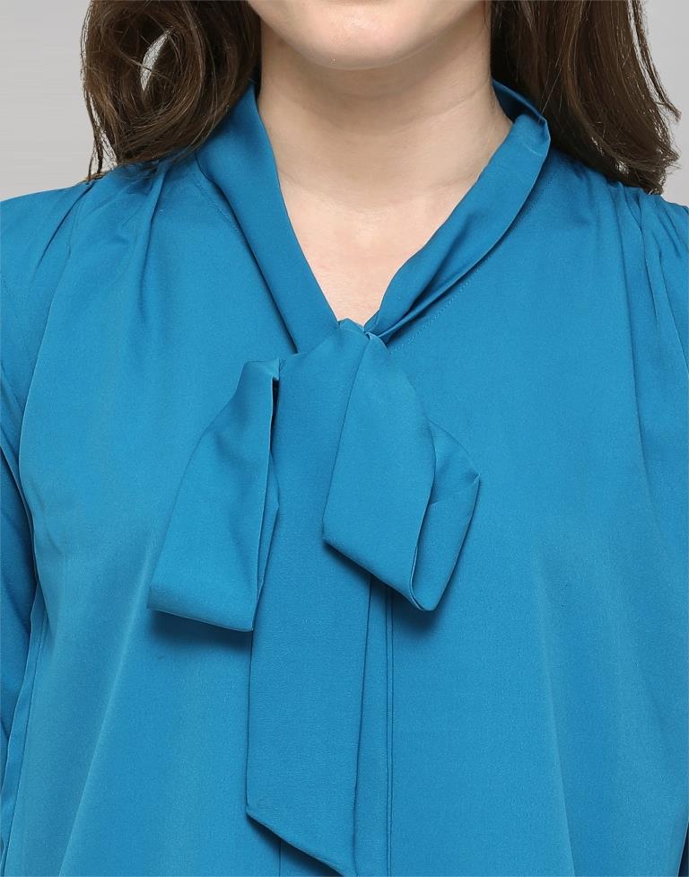 Blue Coloured Plain Crepe Top | Sudathi