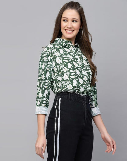 Green Printed Casual Shirt | Sudathi