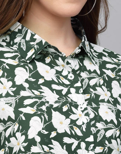 Green Printed Casual Shirt | Sudathi