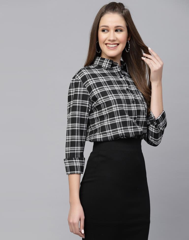 Black Woven Cotton Shirt | Sudathi