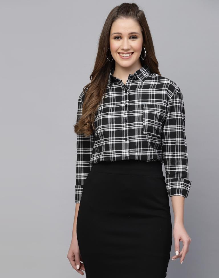 Black Woven Cotton Shirt | Sudathi