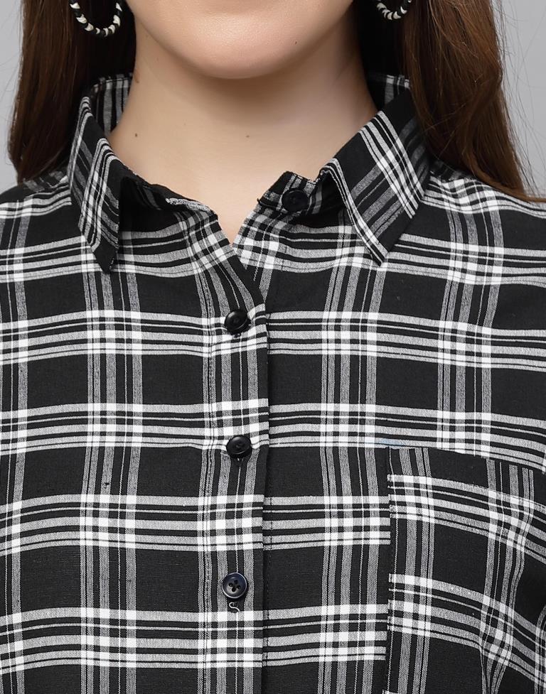 Black Woven Cotton Shirt | Sudathi