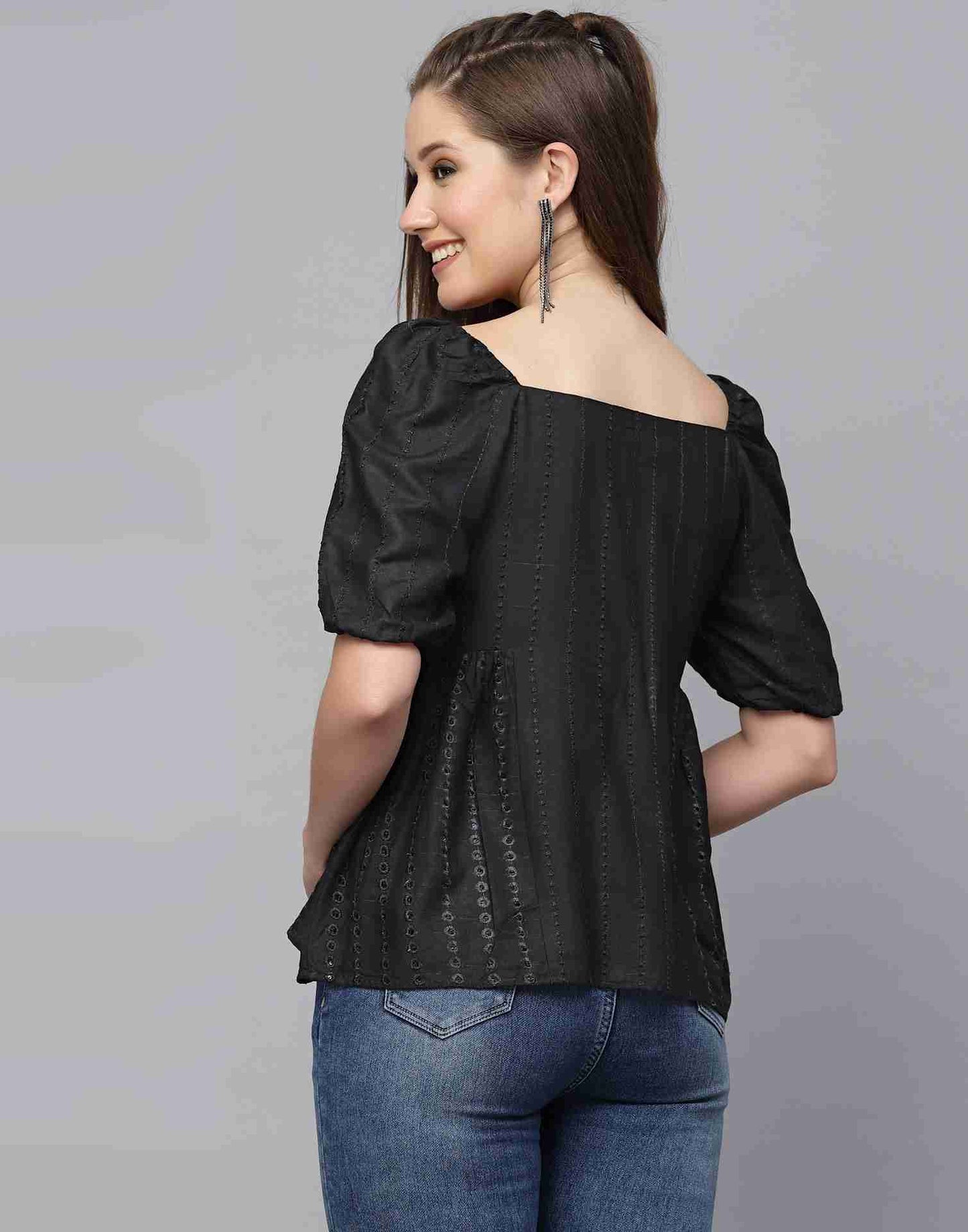 Black Rayon Plain Top