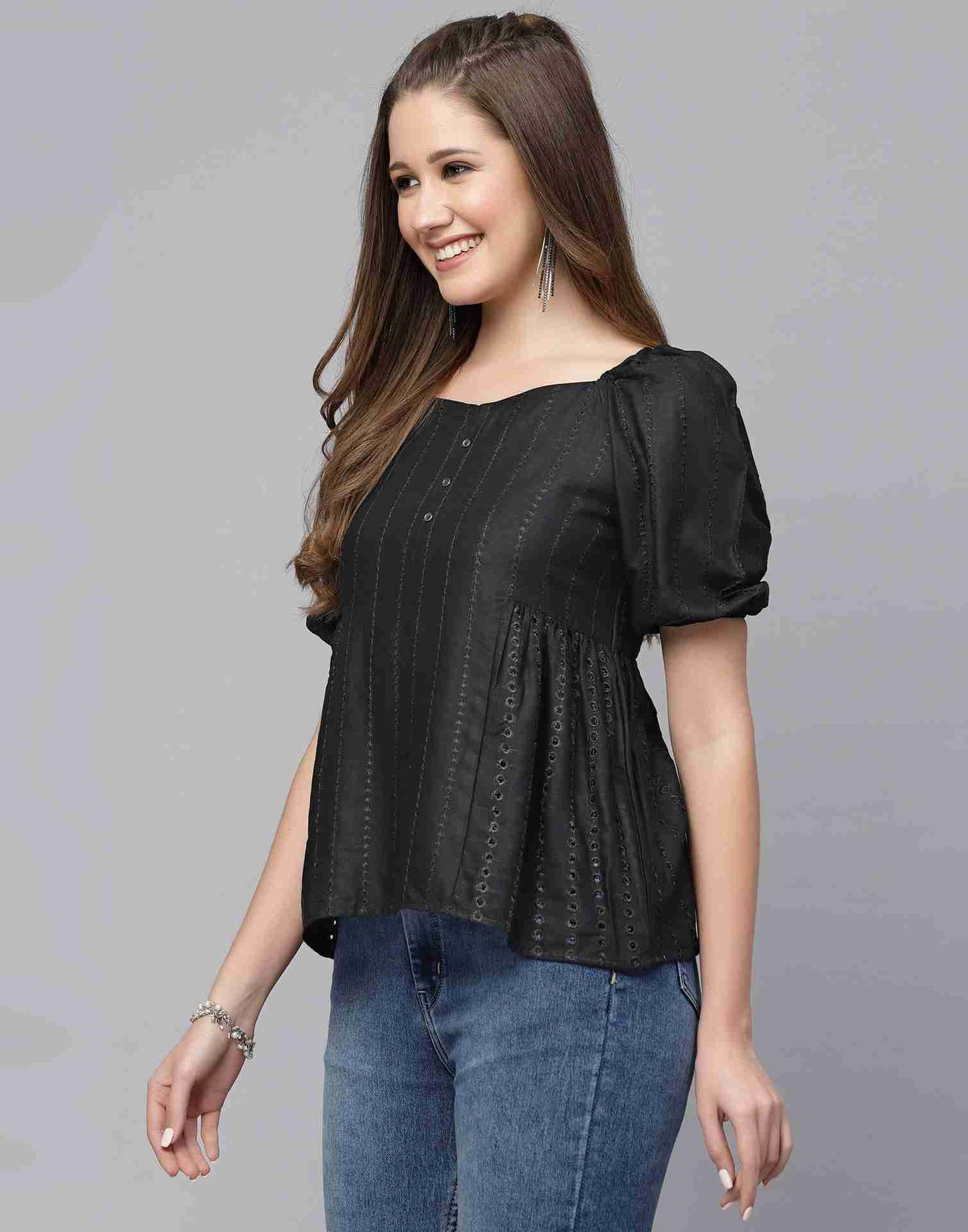 Black Rayon Plain Top
