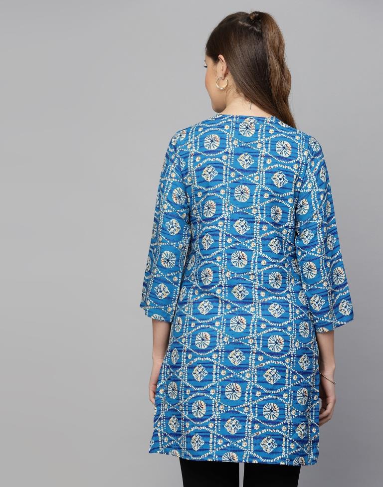 Blue Printed Short Kurti | Leemboodi