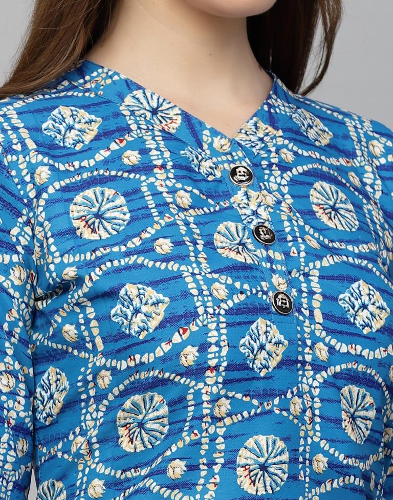 Blue Printed Short Kurti | Leemboodi