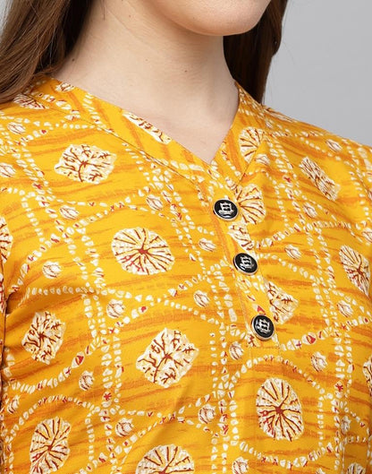 Orange Printed Short Kurti | Leemboodi