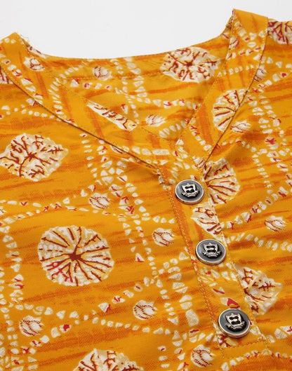 Orange Printed Short Kurti | Leemboodi