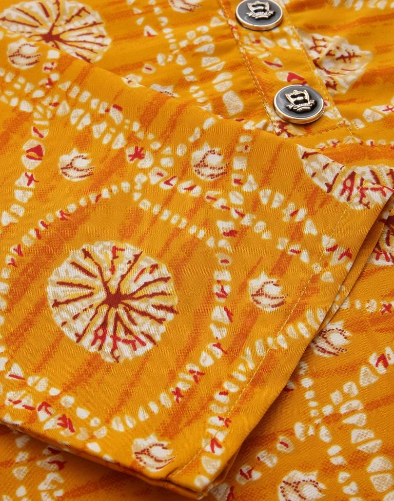 Orange Printed Short Kurti | Leemboodi