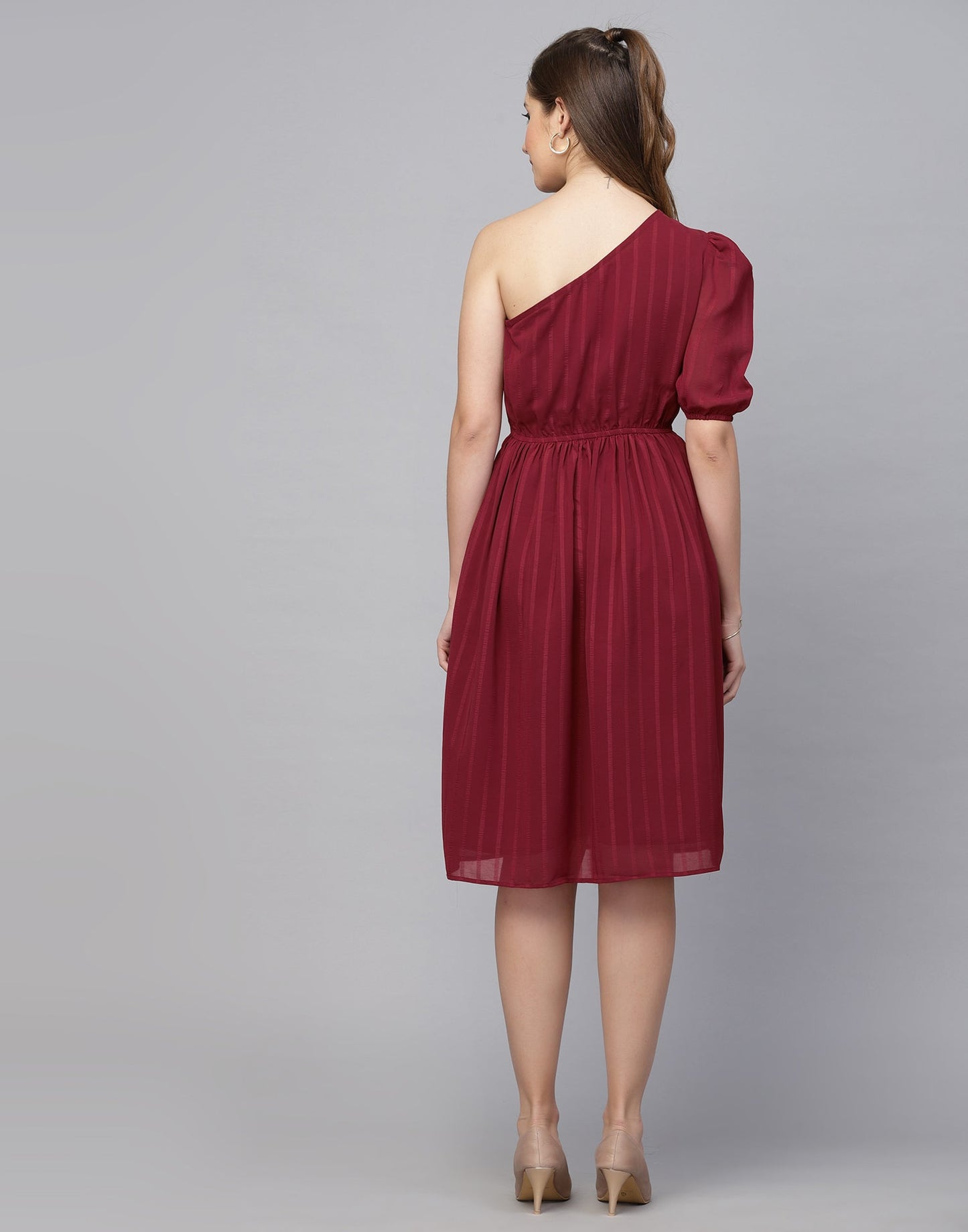Red Chiffon One shoulder  Dress | Sudathi