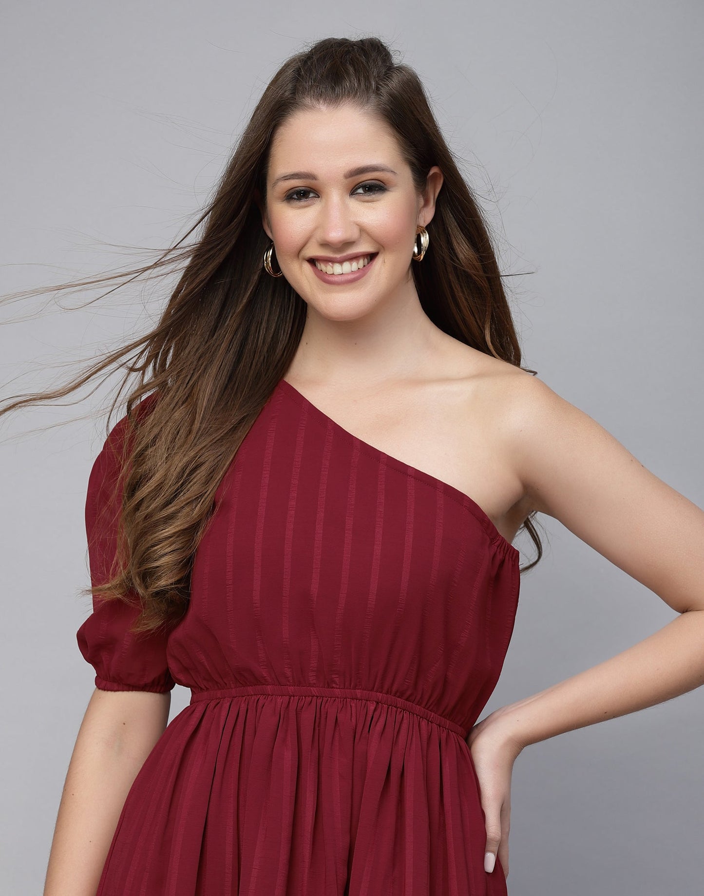 Red Chiffon One shoulder  Dress | Sudathi