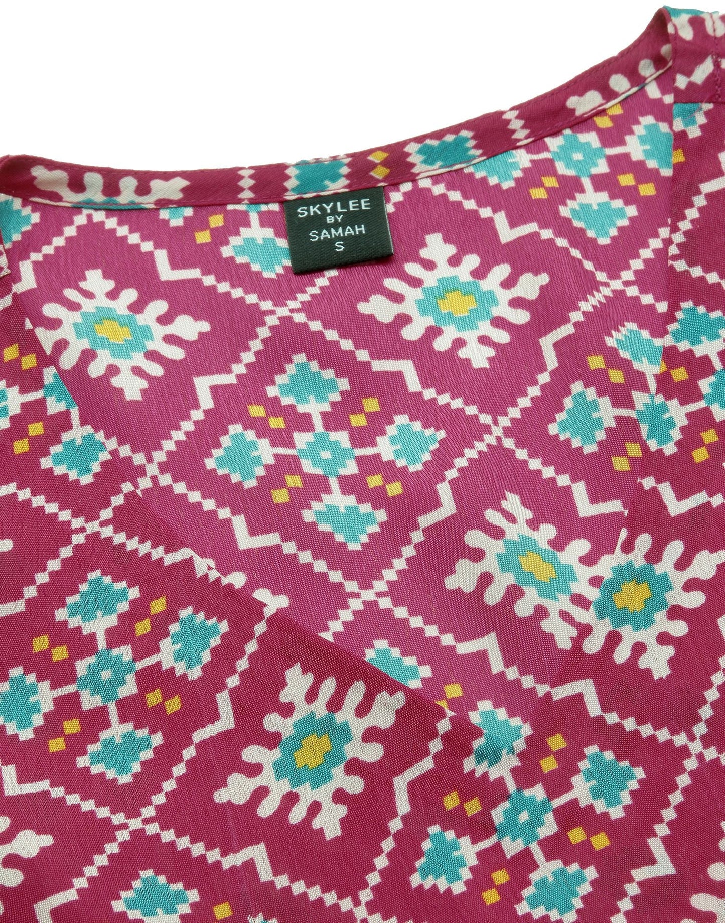 Pink Printed Chinnon Flared Kurta