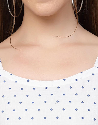 White Cotton Printed Straight Kurta | Sudathi