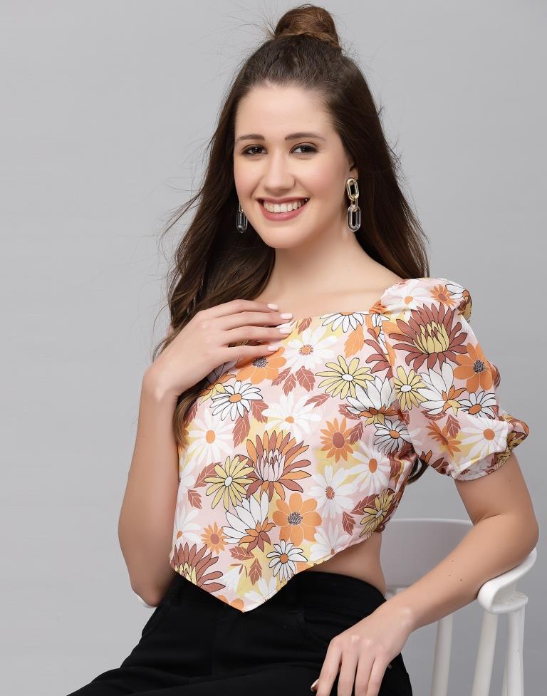 Multicoloured Printed Crop Top | Sudathi