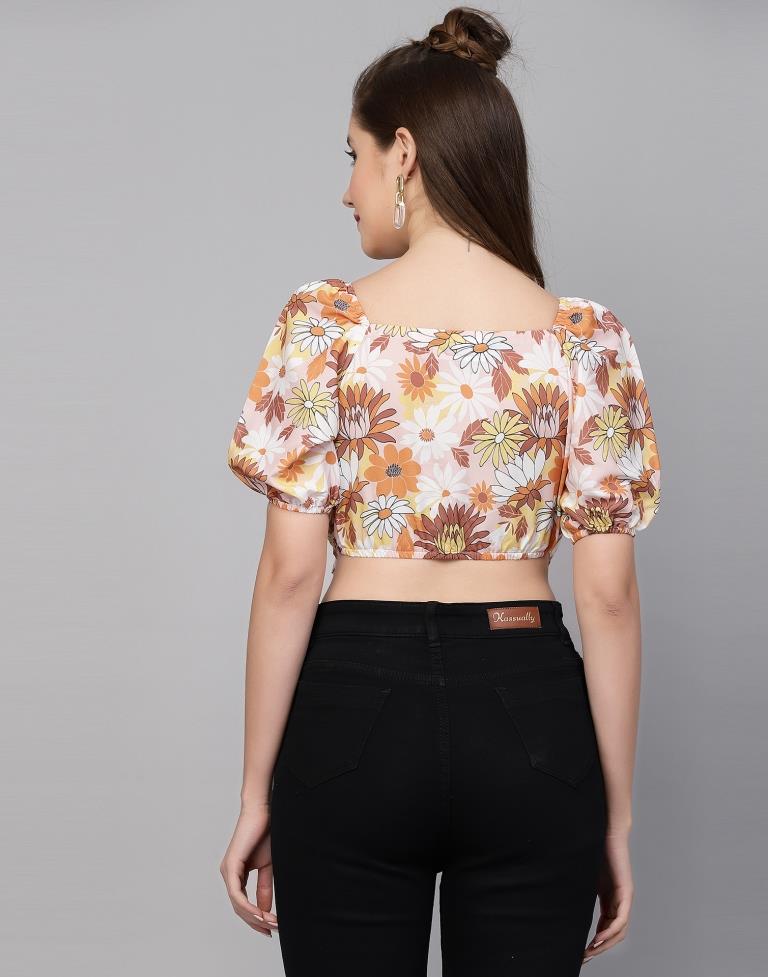 Multicoloured Printed Crop Top | Sudathi