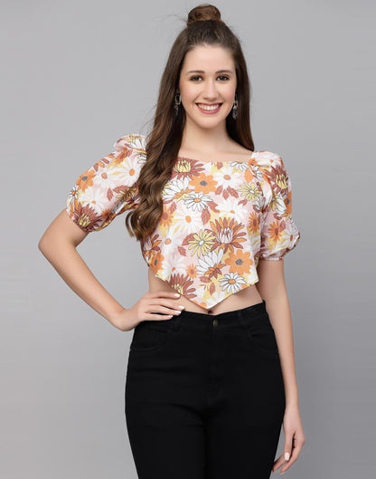 Multicoloured Printed Crop Top | Sudathi