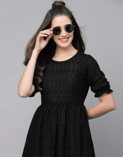 Black Cotton Embroidery Dress