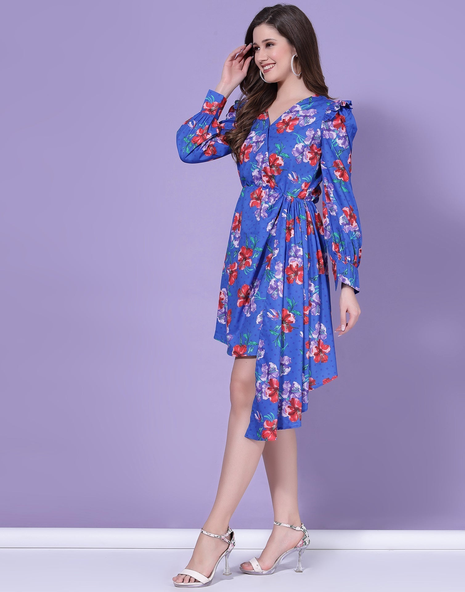 Blue Asymmetric Mini Dress | Sudathi