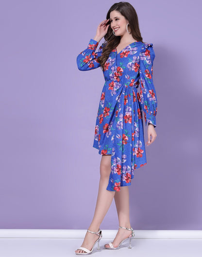 Blue Asymmetric Mini Dress | Sudathi
