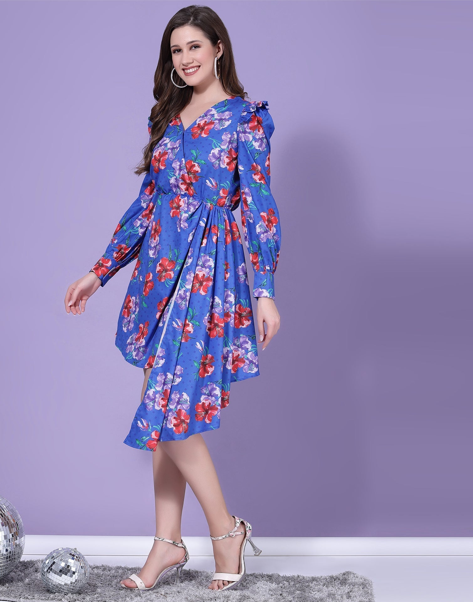 Blue Asymmetric Mini Dress | Sudathi