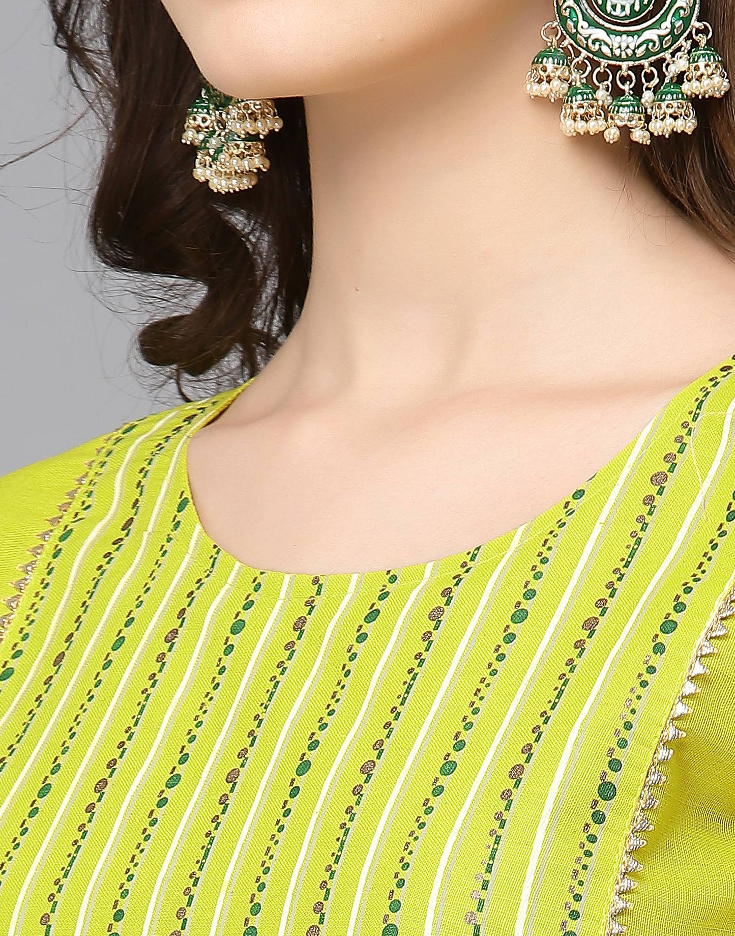 Neon Yellow Printed Kurta with Pant Set | Leemboodi